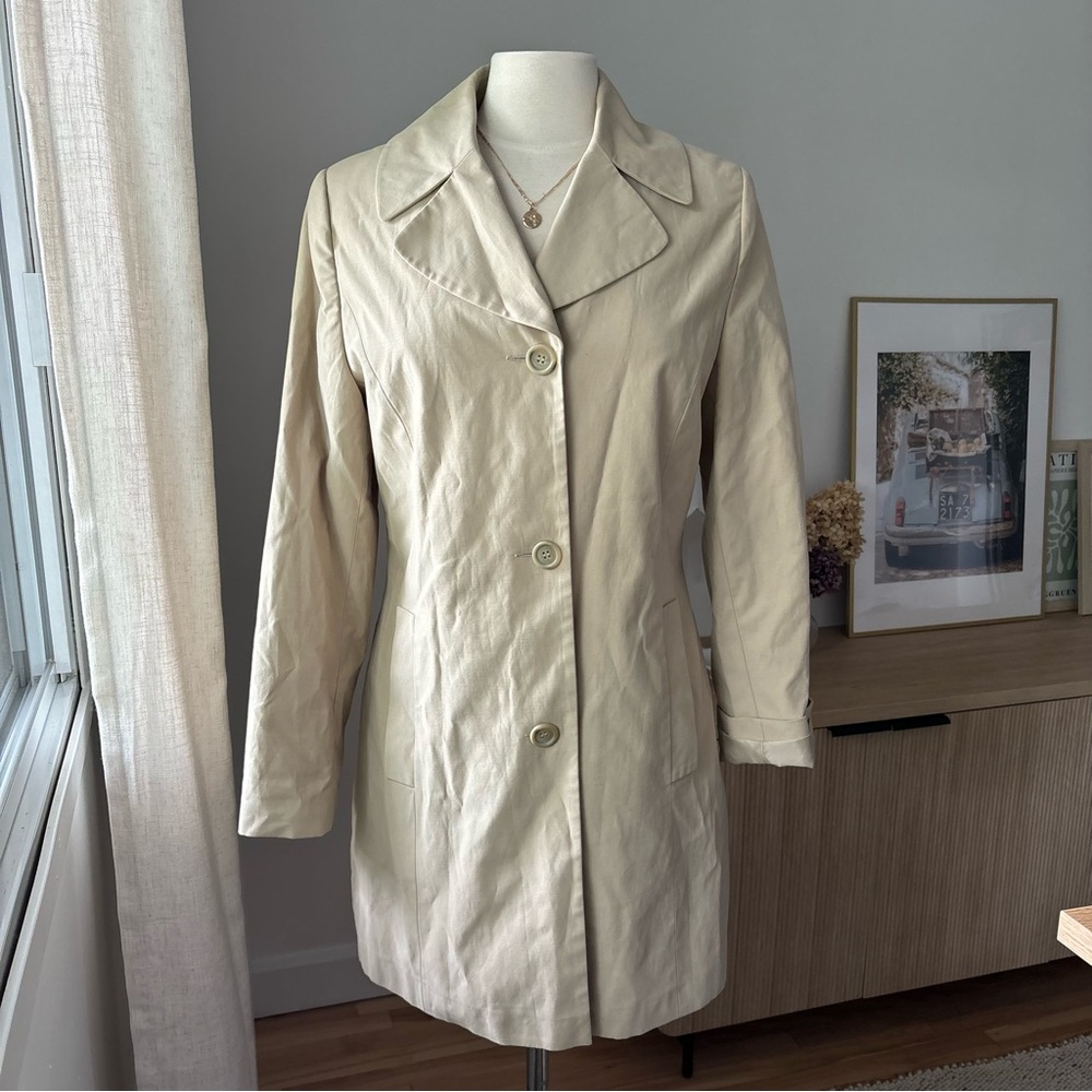 VINTAGE Beige Long Coat -Size S - Picture 2 of 6